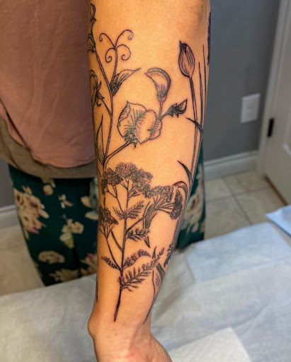 Explore women half sleeve tattoo ideas, creative tattoo ideas in Fort Collins, available at Meadowlark Tattoo