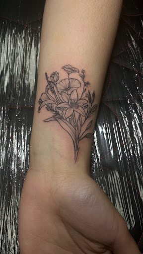 Explore santa muerte tattoo ideas, creative tattoo ideas in Harrah, available at Gypsy Blood Body Art Studio