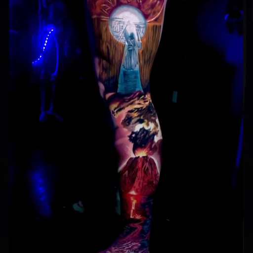 Explore around the knee tattoo ideas, creative tattoo ideas in Tacoma, available at Ghostline Tattoo