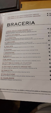 Menu / carte de Braceria Carboni Ardenti à Porto Torres