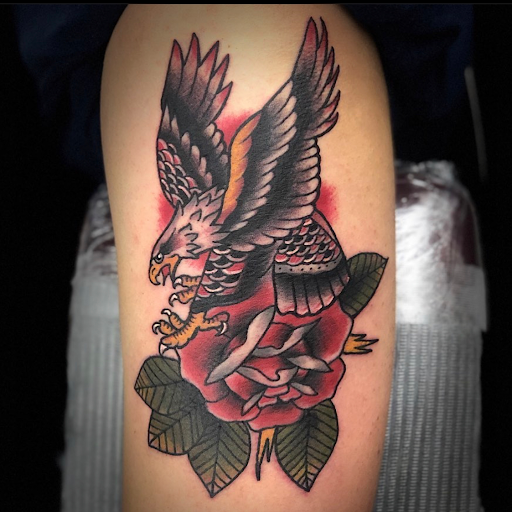 Explore color flower tattoo ideas, creative tattoo ideas in Uvalde, available at Artistik Kreationz 96