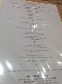 Restaurant français Le réciproque à Paris (le menu)