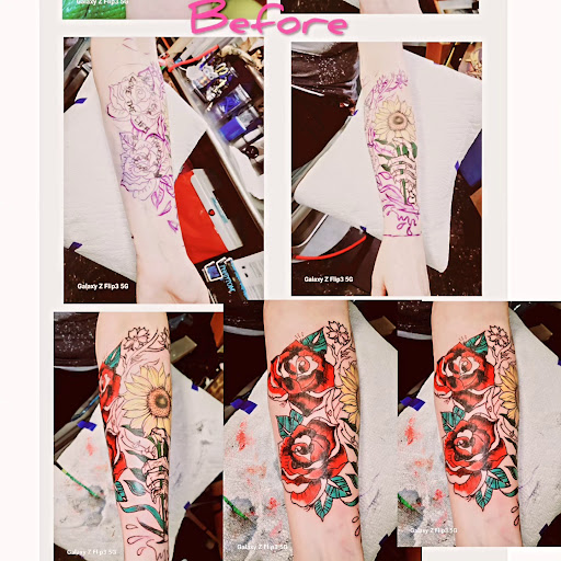 Explore inside bicep tattoo ideas, creative tattoo ideas in Englewood, available at The Original Big Daddy Tattoo & Body Piercing est.1997 est.1997