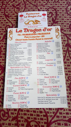 menu du restaurants Le Dragon D'or à Amélie-les-Bains-Palalda