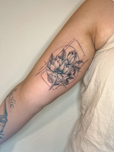 Explore microphone tattoo ideas, creative tattoo ideas in North Bend, available at Moonfall Tattoo Boutique