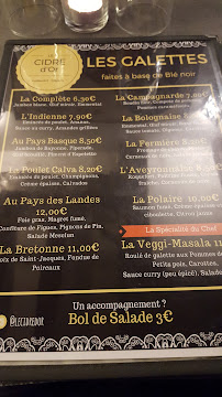 Le Cidre d'Or à Paris menu