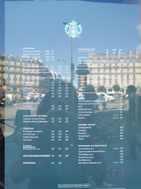 Menu du Starbucks à Paris