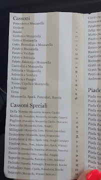 Menu / carte de Piada e Cassoni dalla Maria à Rimini