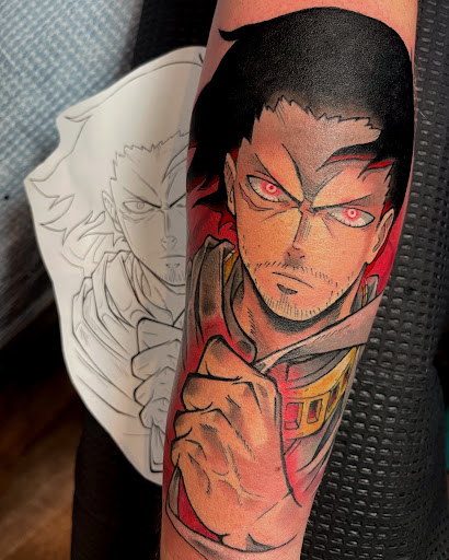 Explore around the knee tattoo ideas, creative tattoo ideas in Baldwinsville, available at Grand Line Tattoo