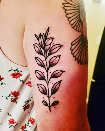 Explore shoulder tattoo ideas, creative tattoo ideas in Huntsville, available at Black Hearts Tattoo and Body Piercing