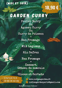 Menu / carte de Indian Garden à Paris