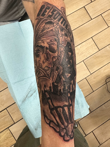 Explore star sleeve tattoo ideas, creative tattoo ideas in Houston, available at Orlandos Tattoo Studio