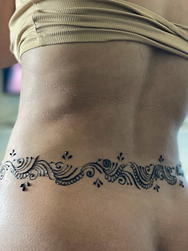 Explore tattoo placement ideas female, creative tattoo ideas in Houston, available at Paisleys and Swirls - Henna Artist in Houston