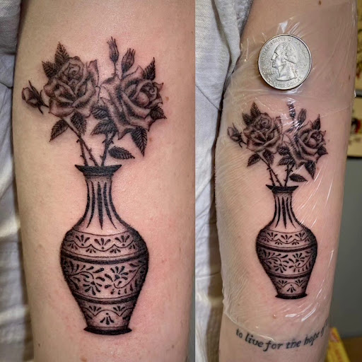 Explore mercury tattoo ideas, creative tattoo ideas in Seymour, available at 3 Sevens Tattoo