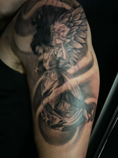 Explore chicano chest tattoo ideas, creative tattoo ideas in Houston, available at 333 Tattoo Studio HTX