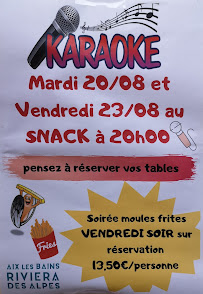 Restauration rapide Snack Riviera camping du sierroz à Aix-les-Bains (la carte)
