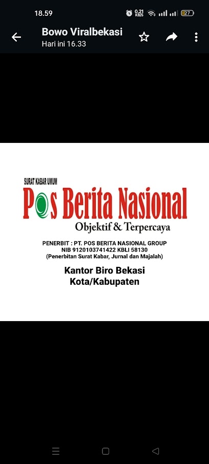 Pos Berita Nasional Kantor Biro Bekasi Kota/Kabupaten