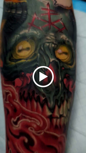Explore palm size tattoo ideas, creative tattoo ideas in Dubuque, available at Grim River Tattoo