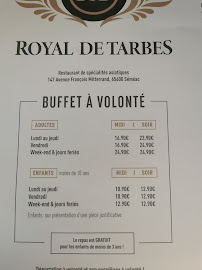 Menu / carte de Royal de Tarbes à Séméac