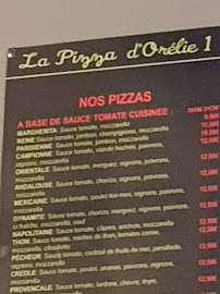 Menu / carte de la pizza d orelie1 à Uzès