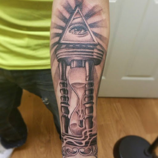 Explore back of head tattoo ideas, creative tattoo ideas in Atlanta, available at Golden Anchor Tattoo