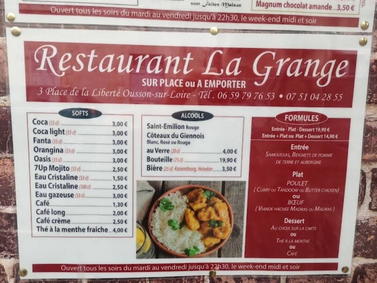 Restaurant La Grange 45250 Ousson-sur-Loire