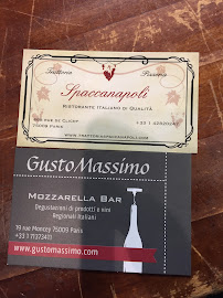 Menu du Tradizione Gastronomica Italiana by GustoMassimo Paris depuis 2010 à Paris