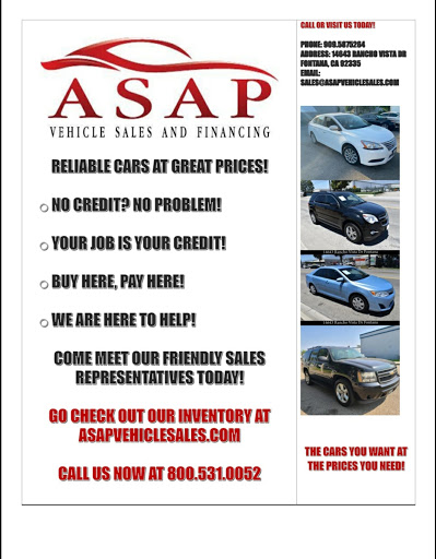 ASAP Vehicle Sales and Financing
