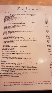 Maloya à Paris menu