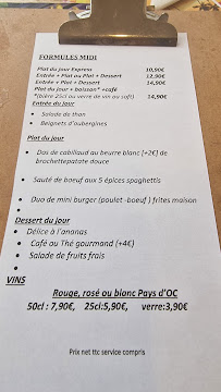 La Créole à Paris menu