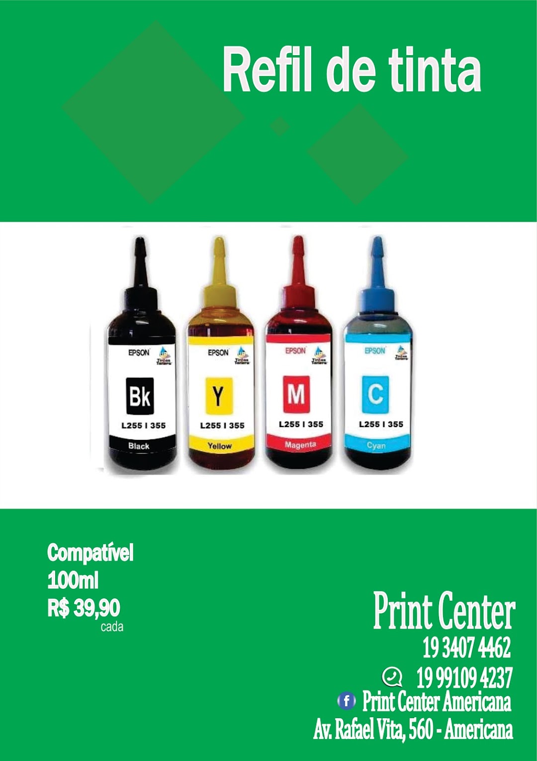 Print Center manutenção e suprimentos para impressoras