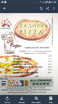 Carte du La Socca Pizza à Avignon