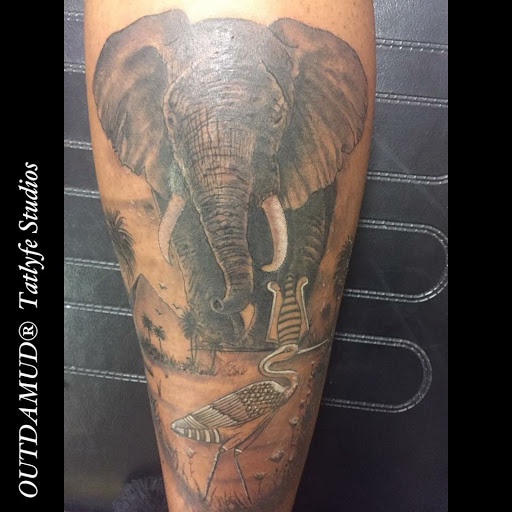 Explore front thigh tattoo ideas, creative tattoo ideas in Savannah, available at Tatlyfe Studios