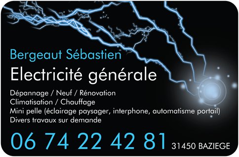 Numero de telephone 0674224281 - Électricien BERGEAUT Sébastien à Baziège