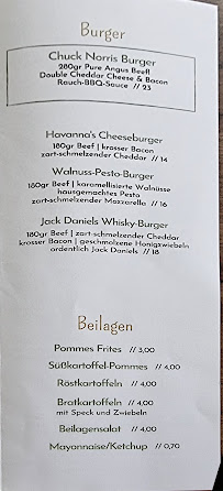 Menu / carte de Restaurant Havanna à Norden