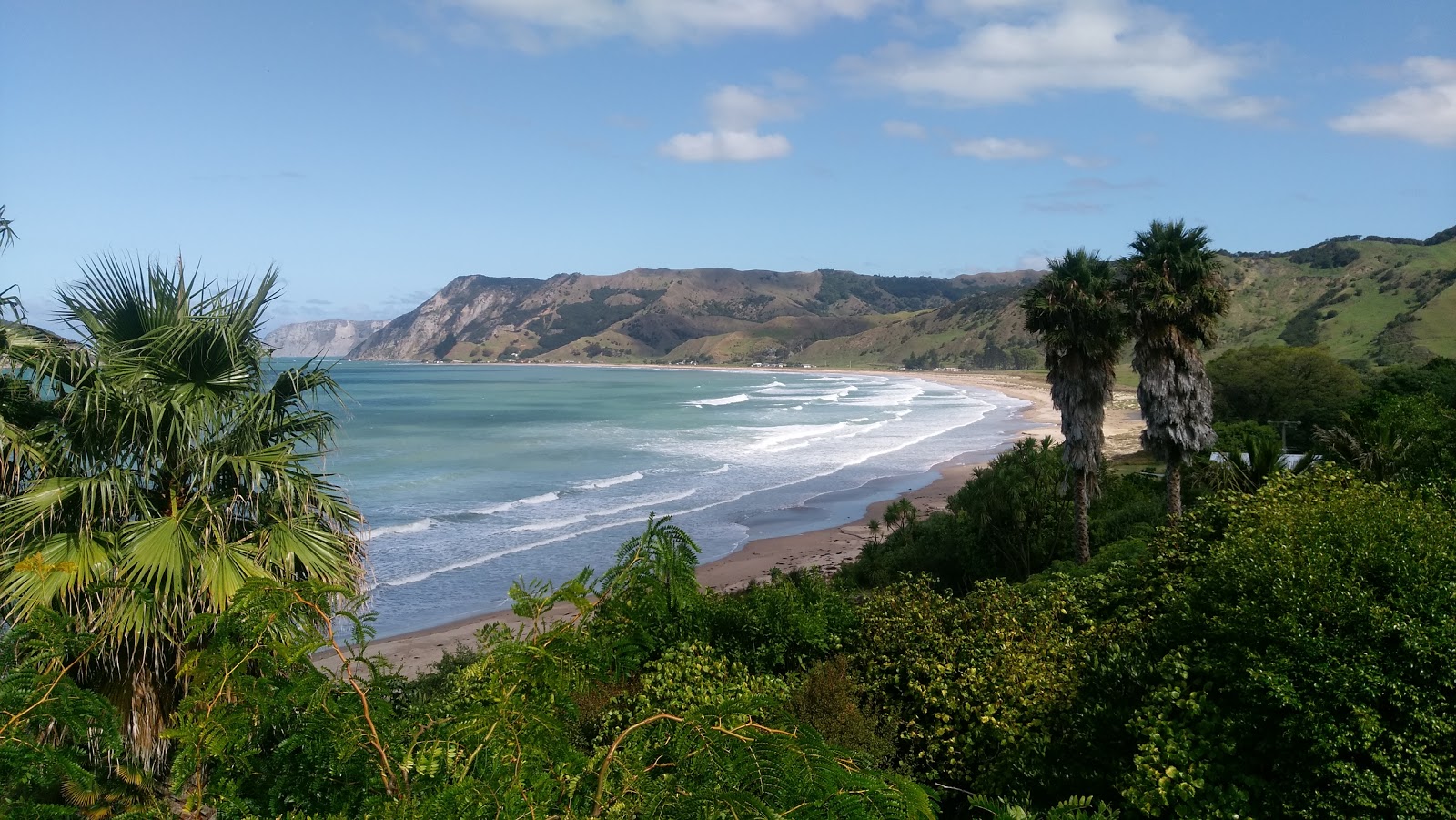 Photo of Anaura Beach backed by cliffs