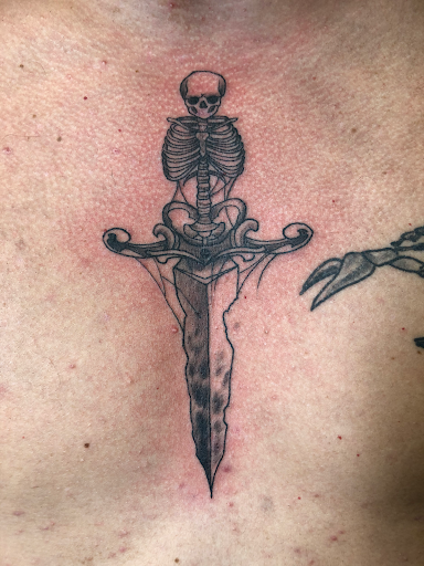 Explore mens daughter tattoo ideas, creative tattoo ideas in Englewood, available at Point of Entry Tattoo