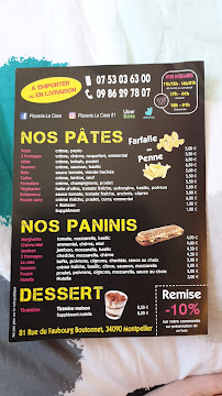 Menu / carte de Pizzeria la casa à Montpellier