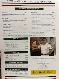 Menu / carte de Pizzeria Genziana à Neuilly-sur-Marne
