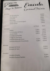 Menu du Adega do Padeiro à Vermelha
