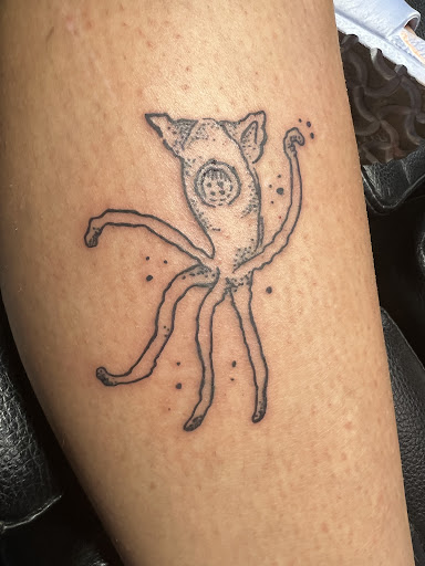 Explore disney thigh tattoo ideas, creative tattoo ideas in Greenwood, available at Ginger Bear Ink