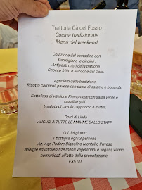 Menu du Trattoria Ca' del Fosso à Montalto Pavese