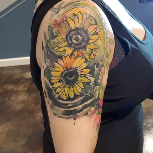 Explore cover up tattoo ideas on foot, creative tattoo ideas in Sullivan, available at Double Time Tattoo