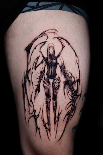 Explore oriental sleeve tattoo ideas, creative tattoo ideas in Houston, available at Black Swan Tattoo Studio