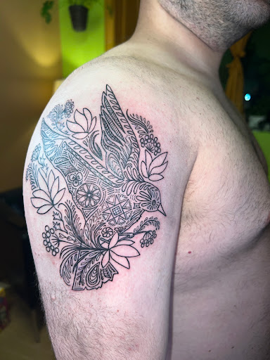 Explore jolly roger tattoo ideas, creative tattoo ideas in Seattle, available at Ruled By Venus INK