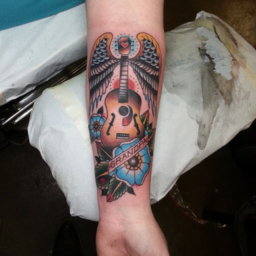 Explore batman sleeve tattoo ideas, creative tattoo ideas in Temple, available at Lucky In Love Tattoo