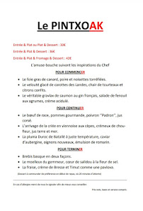 Menu du Le Pintxoak à Martillac