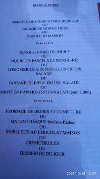 Menu du Mimi La Sorgin à Saint-Jean-de-Luz