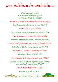 Trattoria Amici Miei à Milan carte