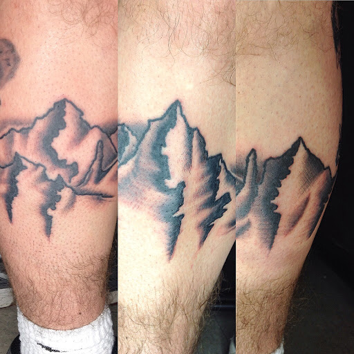 Explore tattoo ideas on thigh, creative tattoo ideas in Kansas City, available at Grimm Tattoo and Bert Grimm Museum